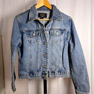 G.H. Bass & Co. Womens M Vintage Light Wash Blue Denim Jean Jacket Classic Style